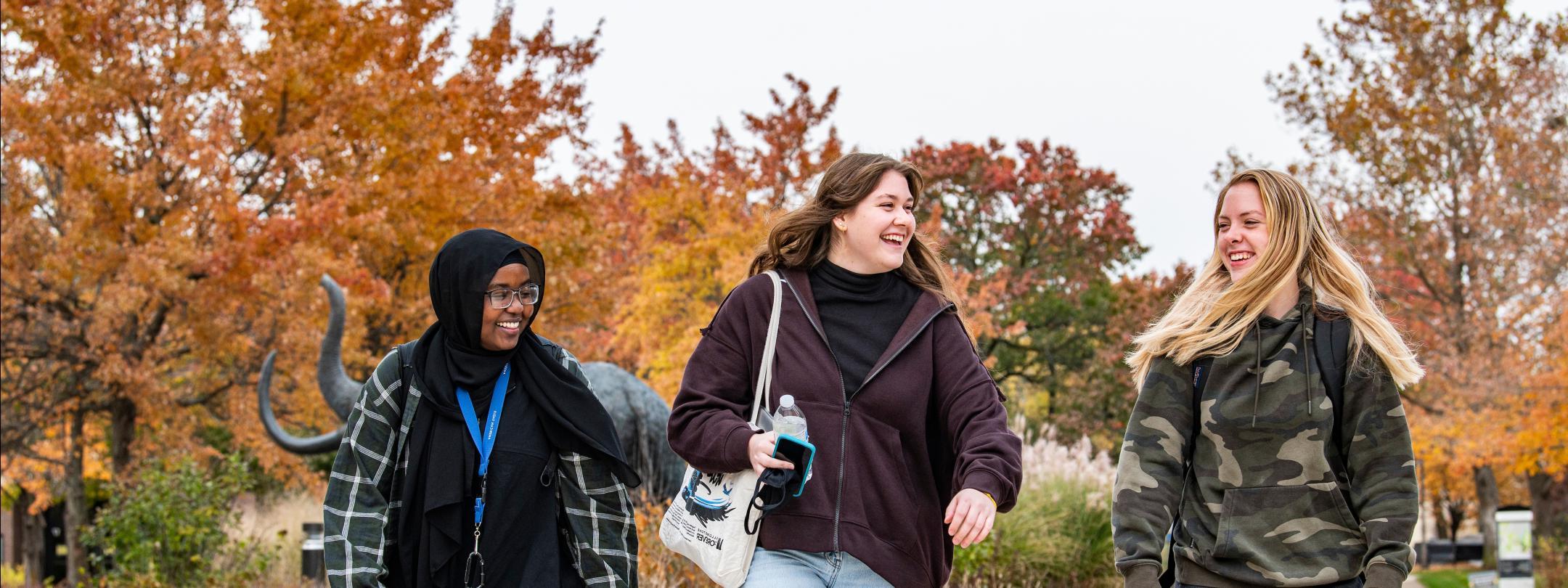 Students walking outside.